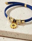 Pulseira regulável cristal Pingente Girassol dourado com verniz