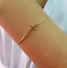 Pulseira Regulável Cruz Lisa Banhado em Ouro 18K