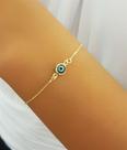Pulseira Regulável Olho Grego 0.7 cm Banhado em Ouro 18k