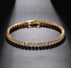 Pulseira Riviera 4mm Zircônia Quadrada Banhada a Ouro 18k