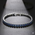 Pulseira Riviera Azul Zircônia Brilhante Banho Prata 925 Banho Ródio