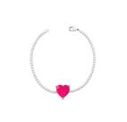PULSEIRA RIVIERA COM CORAÇÃO TURMALINA ROSA FUSION BANHADA A RÓDIO - Acessório Elegante e Sofisticado PULSEIRA RIVIERA COM CORAÇÃO TURMALINA ROSA FUSION BANHADA A RÓDIO - Acessório Elegante e Sofisticado