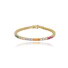 Pulseira Riviera Feminina Mix Color Luxo Delicada Banho Ouro 18k