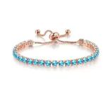 Pulseira Riviera Feminina Zircônia Quadrada Banhada Rose Gold