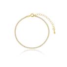 Pulseira Riviera Ouro Banhado Cravejado com Zircônias 2mm com Extensor Feminina e Delicada