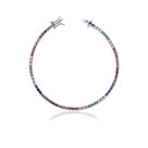 Pulseira riviera pedras coloridas rainbow redondas 2,00 mm com quatro garras, 18 cm, em prata AG925 com banho de ródio