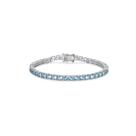 Pulseira Riviera Prata 925 Cor Azul Topázio 16cm 4mm Pulseira Riviera Prata 925 Cor Azul Topázio 16cm 4mm