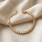 Pulseira riviera square3x3mm cristal banhado a ouro 18k Pulseira riviera square3x3mm cristal banhado a ouro 18k