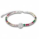 Pulseira Riviera Zirconia Colorida e Cristal Banhada a Prata Semijoia