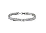 Pulseira Riviera Zircônia Quadrada Cristal Banhada a Ródio Branco - 18 cm Pulseira Riviera Zircônia Quadrada Cristal Banhada a Ródio Branco - 18 cm