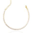Pulseira Riviera Zircônias Cristais 3mm Banhada a Ouro