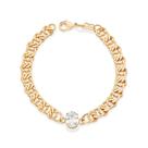 Pulseira rommanel banhado ouro 18k feminina grossa elo duplo 19cm pedra zirconia oval 552178 Pulseira rommanel banhado ouro 18k feminina grossa elo duplo 19cm pedra zirconia oval 552178