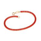 Pulseira rommanel banhado ouro 18k feminina riviera pedra zircônias vermelhas 18cm 552170