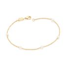 Pulseira Rommanel Elo Cadeado E Pérolas Banhado Ouro 550687