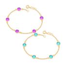 Pulseira rommanel elo português cristais redondos azul ou lilás 551281