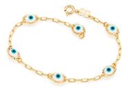 Pulseira Rommanel Olho Grego Folheado Ouro 551411 Pulseira Rommanel Olho Grego Folheado Ouro 551411