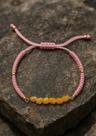 Pulseira Rosa Com Pedras De Âmbar Natural Ajustável