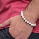Pulseira Rosso de Shambala Howlite Branca Fosca Regulável