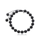 Pulseira Rosso Shambala com Bolas Ônix Brilhante 18-22cm