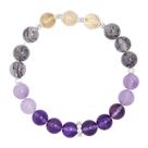 Pulseira S925 em prata esterlina ametista, quartzo rutilado preto