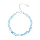 Pulseira S925 em prata esterlina borboleta com miçangas de água-marinha Pulseira S925 em prata esterlina borboleta com miçangas de água-marinha