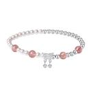 Pulseira S925 em prata esterlina com pingente de borboleta com pera sintética Pulseira S925 em prata esterlina com pingente de borboleta com pera sintética