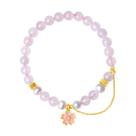 Pulseira S925 Silver Cherry Blossom com quartzo rosa para mulheres