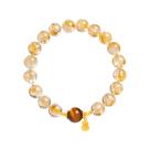 Pulseira S925 Sterling Silver Gourd Charm com cristal amarelo