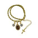 Pulseira Santa Teresinha trançada dourada com strass ARZ6912