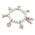 Pulseira São Cosme e Damião Azul e Rosa Claros Ajustável