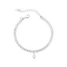 Pulseira Semijoia Dupla Riviera com Detalhe Coração