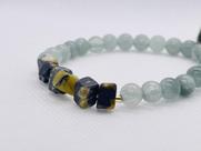 Pulseira Semijoia Pedra Natural Aquamarine e Jaspe Mesclado Pulseira Semijoia Pedra Natural Aquamarine e Jaspe Mesclado