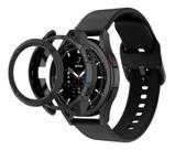 Pulseira Silicone Preto +case Coroa Preto Galaxy Watch4 / Watch 4 Classic 46mm
