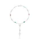 Pulseira Terço 18cm com Zircônias Coloridas Prata 925 Fé e Devoção