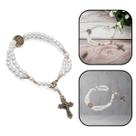 Pulseira Terço De Pulso São Bento Perola Com Cruz