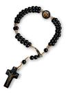 Pulseira Terço Em Madeira Com Medalha E Cruz De São Bento