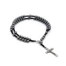 Pulseira Terço Hematita 4mm Cruz c/ São Bento