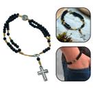 Pulseira Terço Santa Rita de Cássia Madeira Preta 4 mm