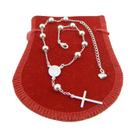 Pulseira Terço Unissex 18/23cm 4mm Folheada Prata PL447