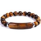 Pulseira Tiger Eye Stone com detalhes em prata para homens 18,5 cm