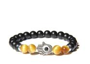 Pulseira Tiger Eye Stone com mão de Fátima para proteção