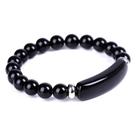 Pulseira Tiger Eye Stone com peça central de madeira para homens