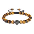 Pulseira Tiger Eye Stone com pingente de pantera, ajustável