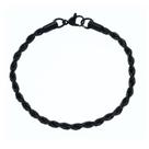 Pulseira Trançada Cordão 4mm Torcido Preto