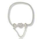 Pulseira Trava Berloqueira Fecho Coração Cravejada Prata 925 Pulseira Trava Berloqueira Fecho Coração Cravejada Prata 925