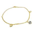 Pulseira Três Corações com Zircônia Semijoia Banho de Ouro 18K