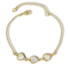 Pulseira Três Coracões de Zirconia Banhada a Ouro 18k Semijoia