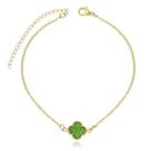 Pulseira Trevo da Fortuna Verde Banhada a Ouro 18K/ Feminino