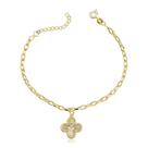 Pulseira Trevo de Quatro Folhas Diamantada Folheada a Ouro 18k Pulseira Trevo de Quatro Folhas Diamantada Folheada a Ouro 18k