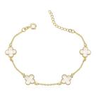 Pulseira Trevo de Quatro Folhas Perolada Folheada a Ouro 18k Pulseira Trevo de Quatro Folhas Perolada Folheada a Ouro 18k
